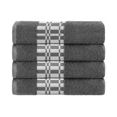 Larissa Cotton Geometric Border Bath Towel Set of 4